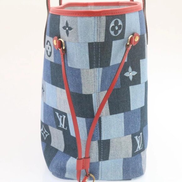 LOUIS VUITTON Monogram Denim Neverfull MM Tote Bag Blue M44981 LV Auth 22325S - Picture 3 of 16